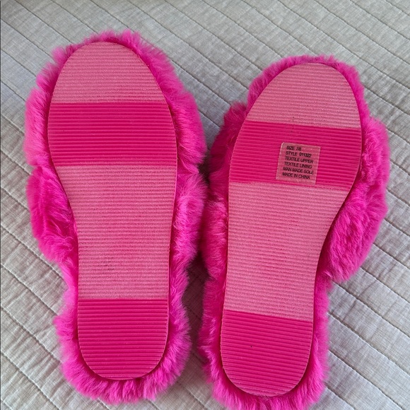 Lilly Pulitzer Layla ru pink fuzzy chain bling rhinestone cross over slipper 7/8 - Picture 5 of 9
